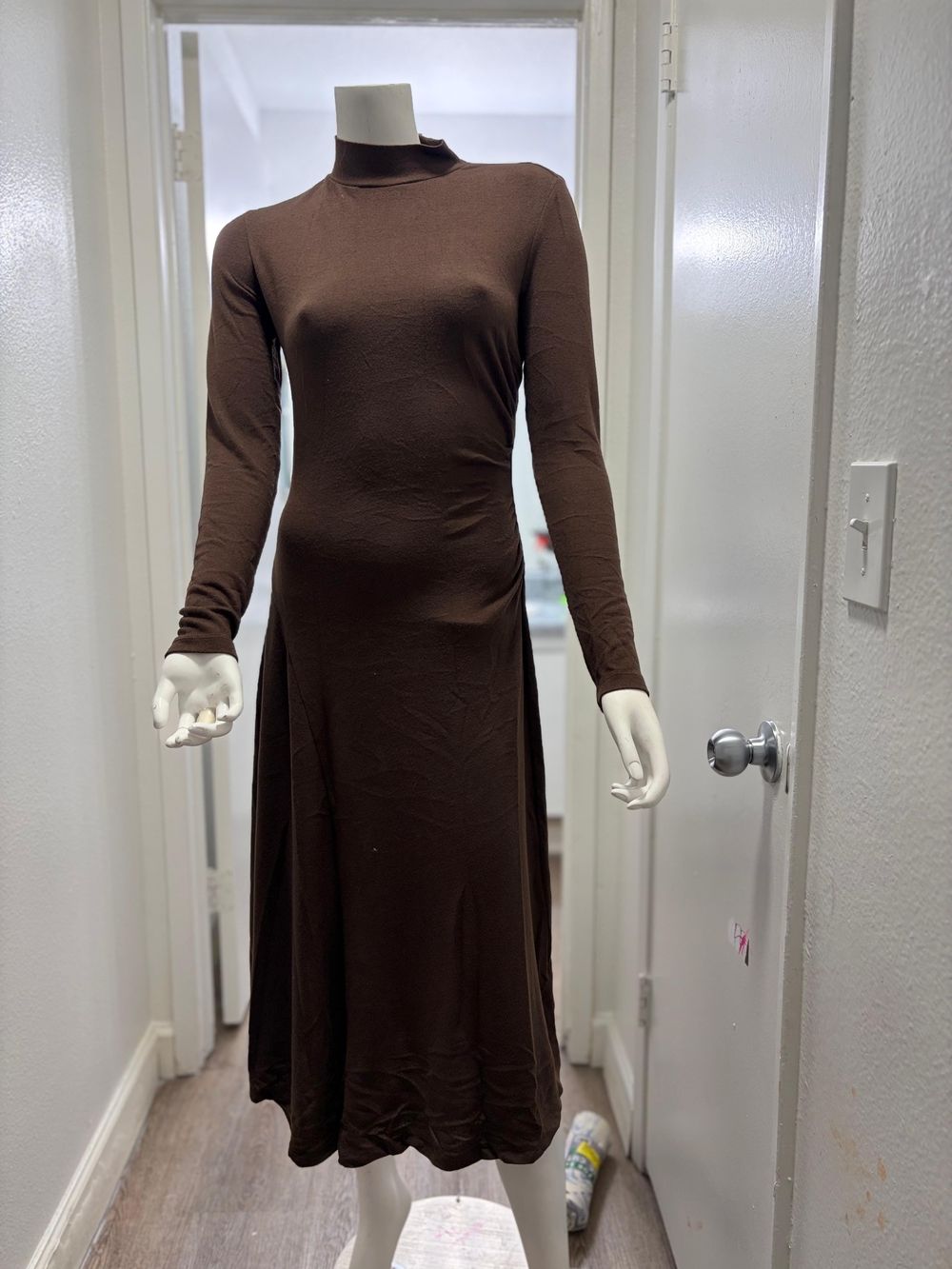 a new day Long Sleeve Mock Neck Dress in Brown